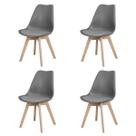 Kit 4 Cadeiras Saarinen Eames Wood Cinza Brasão Jantar Estofado Material Ecológico