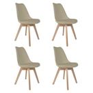 Kit 4 Cadeiras Saarinen Nude Assento Estofado PP com Base Madeira Maciça para Sala de Jantar, Eventos e Escritórios
