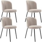Kit 4 Cadeiras Sala de Jantar Estofada Gavi L02 Bouclê Creme - Lyam Decor