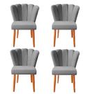 kit 4 Cadeiras Sala de Jantar Estofada Pétala Suede Cinza - Twdecora