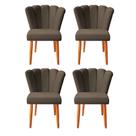 kit 4 Cadeiras Sala de Jantar Estofada Pétala Suede Marrom - Twdecora