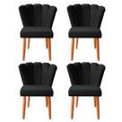 kit 4 Cadeiras Sala de Jantar Estofada Pétala Suede Preto - Twdecora