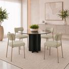 Kit 4 Cadeiras Sala de Jantar Lisa Pés Champanhe Linho Bege M2 - Monari Design