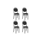 Kit 4 Cadeiras Sala Jantar 190 Aço 4 Uni Preto/Courano Preto - Carraro