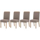 Kit 4 Cadeiras Sala Jantar Nina 4 Un Nature/Suede Light Marrom Amêndoa - Henn