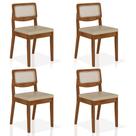 Kit 4 Cadeiras Sextavada Bari Freijó/material sintético Bege - Móveis Arapongas