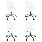 Kit 4 Cadeiras Slim Office Estofada Base Giratória Cromada Kit 4 Cadeiras Slim Office Estofada Base Giratória Cromada