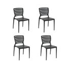 Kit 4 Cadeiras Sofia Preta Tramontina Encosto Vazado Horizontal 92237/009