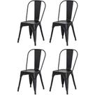 Kit 4 Cadeiras Tolix Iron Design Preto Fosco Aço Industrial Sala Cozinha Jantar Bar