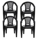 Kit 4 Cadeiras Tramontina Iguape Com Braços Empilhável Preto