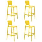 Kit 4 Cadeiras Tramontina Safira Alta Bar Em Polipropileno E Fibra De Vidro Amarelo 92138000