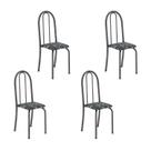 Kit 4 Cadeiras Tubular Iris B 96x36x41 cm Prata/Preto/Mart