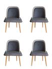 Kit 4 Cadeiras Vianney Sala Mesa Jantar Moderna Base Ferro Tecido Bouclé Premium Grafite com Cinza Claro Topii Moda Casa