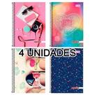 Kit 4 Cadernos Espiral 96 Folhas Universitário Mais Feminino Capa Dura Materiais Escolares 106499-4 Kit 4 Cadernos Espiral 96 Folhas Universitário Mais Feminino Capa Dura Materiais Escolares 106499-4