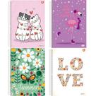 Kit 4 Cadernos Espiral Capa Dura 1x1 - 96 Folhas - Animativa Feminino - São Domingos Kit 4 Cadernos Espiral Capa Dura 1x1 - 96 Folhas - Animativa Feminino - São Domingos