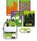 Kit 4 Cadernos Espiral Slime + Mochila Transparente+ Estojo