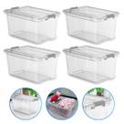 Kit 4 Caixa Com Trava - 35L - TRANSPARENTE