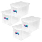 Kit 4 Caixa Organizadora Grande com Trava Cristal 30 Litros