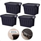 Kit 4 Caixa Organizadora Multiuso 20L Empilhável Com Trava Kit 4 Caixa Organizadora Multiuso 20L Empilhável Com Trava