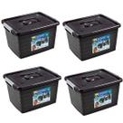 Kit 4 Caixa Organizadora Multiuso Preta C/ Tampa 30L