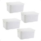 Kit 4 Caixa Organizadora Rattan Grande 16 L Branco Com Tampa