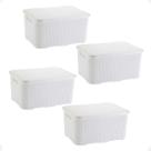 Kit 4 Caixa Organizadora Rattan Grande 16 L Branco Com Tampa Kit 4 Caixa Organizadora Rattan Grande 16 L Branco Com Tampa