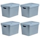 Kit 4 Caixas Organizadora 18L OU 24,5x27x36cm Cube Azul