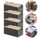 Kit 4 Caixas Organizadora De Armário Gaveta Guarda Roupa Decorativo Cesto Com Alça Tecido Retangular Closet Lavável Caix