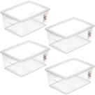 Kit 4 Caixas Organizadoras 15L de Plástico com Tampa My Closet Ordene Multiuso Retangulares Transparente