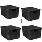 Kit 4 Caixas Organizadoras 20 Litros Preto ARQPLAST Caixa Plástica Média para Armário Acessórios Livros Brinquedos Guarda Roupa Prateleira Com Alça Kit 4 Caixas Organizadoras 20 Litros Preto ARQPLAST Caixa Plástica Média para Armário Acessórios Livros Brinquedos Guarda Roupa Prateleira Com Alça
