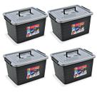 Kit 4 Caixas Organizadoras 50 Litros Preta C/ Tampa e Rodas 25167 Arqplast Kit 4 Caixas Organizadoras 50 Litros Preta C/ Tampa e Rodas 25167 Arqplast