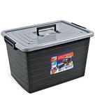 Kit 4 Caixas Organizadoras 50 Litros Preta C/ Tampa e Rodas 25167 Arqplast
