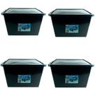 Kit 4 Caixas Organizadoras 56 Litros C/ Tampa e Trava Preta 25793PM Arqplast