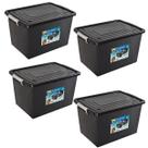 Kit 4 Caixas Organizadoras C/ Tampa e Trava 56 Litros Preta Kit 4 Caixas Organizadoras C/ Tampa e Trava 56 Litros Preta
