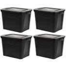 Kit 4 Caixas Organizadoras Ecobox 80L Preta Super Resistente Com Tampa Garden Life