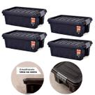 Kit 4 Caixas Organizadoras Grande 11 Litros Tampa E Rodas