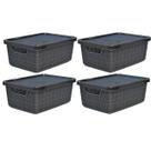 Kit 4 Caixas Organizadoras Preta 6 Litros Jutta Com Tampa