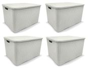 Kit 4 Caixas Organizadoras Rattan BRANCA 15 Litros Arqplast Kit 4 Caixas Organizadoras Rattan BRANCA 15 Litros Arqplast