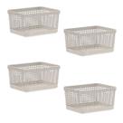 Kit 4 Caixas Organizadores 8L Multiuso Decorativo Cestos C/ Alça Roupas Sala Cozinha Armazenamento Banheiro Empilhável