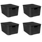 Kit 4 Caixas Organizadores C/ Tampa Resistente Decorativo Empilhável P/ Sala Quarto Lavanderia Brinquedo Otimizar Espaço Cesto