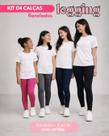 Kit 4 Calças Legging Flanelada Infantil Juvenil Menina Térmica Suplex Peluciado Forrado Quentinha Inverno 04 ao 16