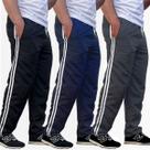 Kit 4 Calças Masculina Tactel Academia Caminhada Esporte 2 Listras 3 Bolsos