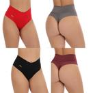 Kit 4 Calcinha Cinta Modeladora Conforto Cós Alto Fio Dental Duplo Cintura Alta Tanga Conforto 1077