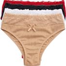 Kit 4 Calcinhas Caneladas Feminina Cintura Alta Com Renda Básica Cós Alto Lingerie Conforto Calsinha
