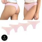 Kit 4 Calcinhas Fio Dental Try Basics Algodão Cotton Básica Lisa Moda Lingerie