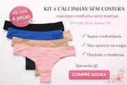 Kit 4 calcinhas sem costura conforto e invisibilidade cida moda íntima