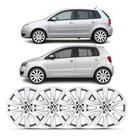 Kit 4 Calota Aro 15 Fox Spacefox Polo 2010 2011 Prata Com Emblema
