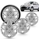 Kit 4 Calotas Fiesta Hatch Sedan 11 a 12 Aro 14 Prata Cubo Baixo Grid