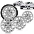 Kit 4 Calotas Fiesta Hatch Sedan 11 a 13 Aro 14 Prata Cubo Baixo Grid