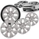 Kit 4 Calotas Gol e Voyage G6 2014 a 2016 Aro 14 Prata Cubo Alto Grid